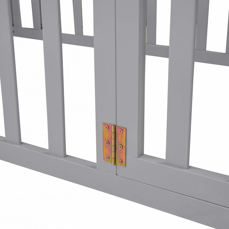 Wood Daybed Frame with Fence, Gray, Twin