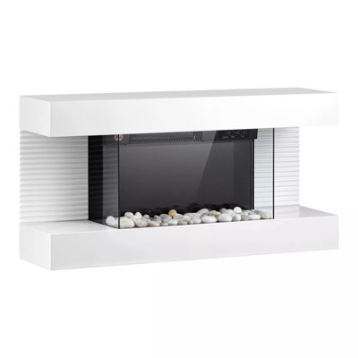 17 Stories 82cm W White Electric Fireplace
