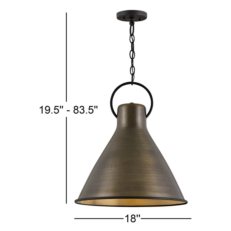 Luminaire suspendu conique à 1 lumière Dax, H 21,5 po x l 18 po x P 18 po, Blanc poli