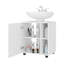 Armoire encastrée à deux tablettes latérales avec une porte, avec découpes et rangement pour salle de bain compacte et autoportante de 22 po, Blanc-1479292918