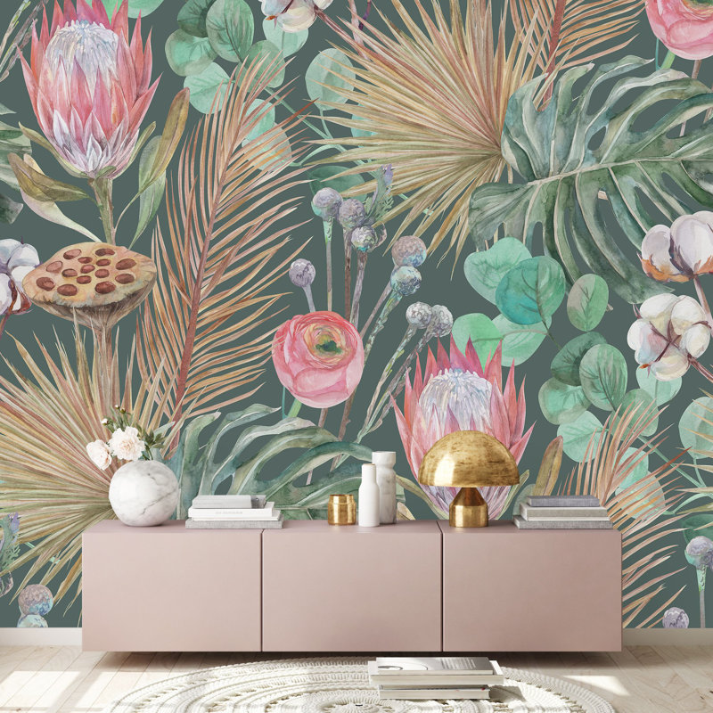 Koenraad Peel & Stick Floral Wall Mural, 100" W x 8.33" L