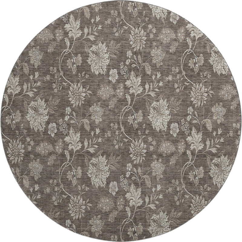 Premium Machine Washable Prisco Chocolate Rug, Round 8'