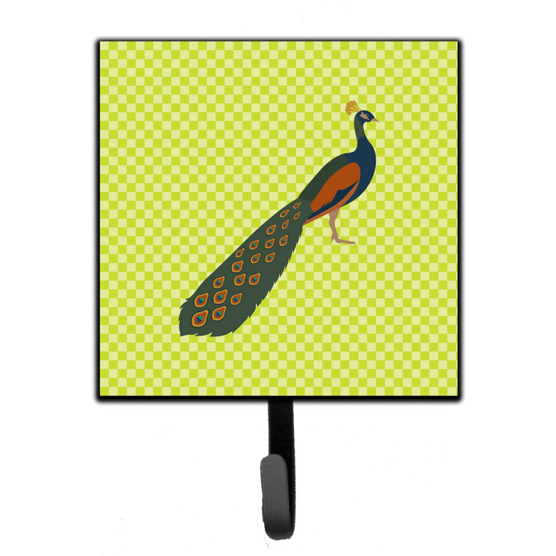 Organisateur de clés murales avec crochets de paon indien peacock Safak, Vert