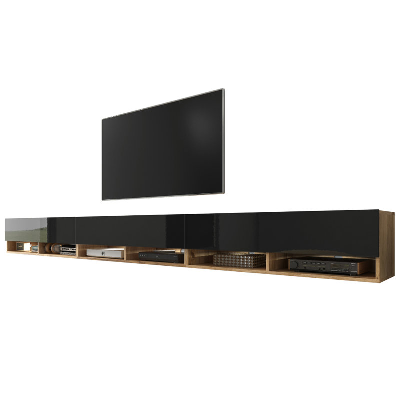 Amoretta TV Stand, 30cmH x 300cmL x 32.5cmW, Golden Oak/Black