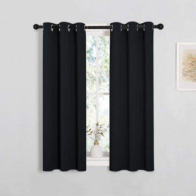 Room Darkening Short Curtain Panels For Small Window, Beige, 2 Panels, W29 X L40 -Inch, Thermal Insulated Grommet Room Darkening Draperies/Drapes For Window