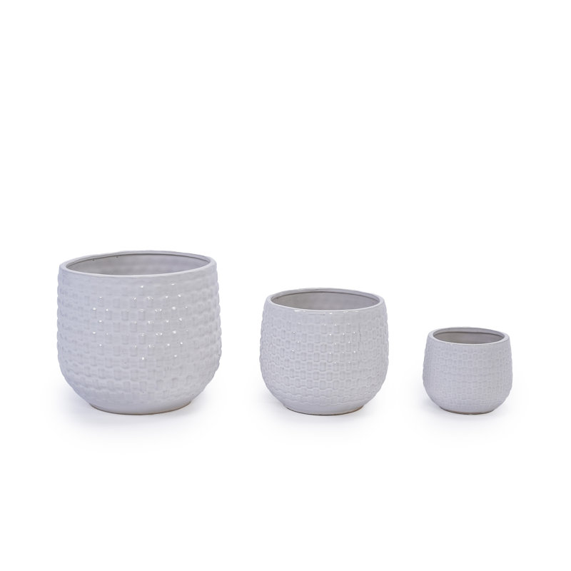 Jardinières modernes en céramique durable pour une utilisation intérieure et extérieure - Finition blanc mat élégant