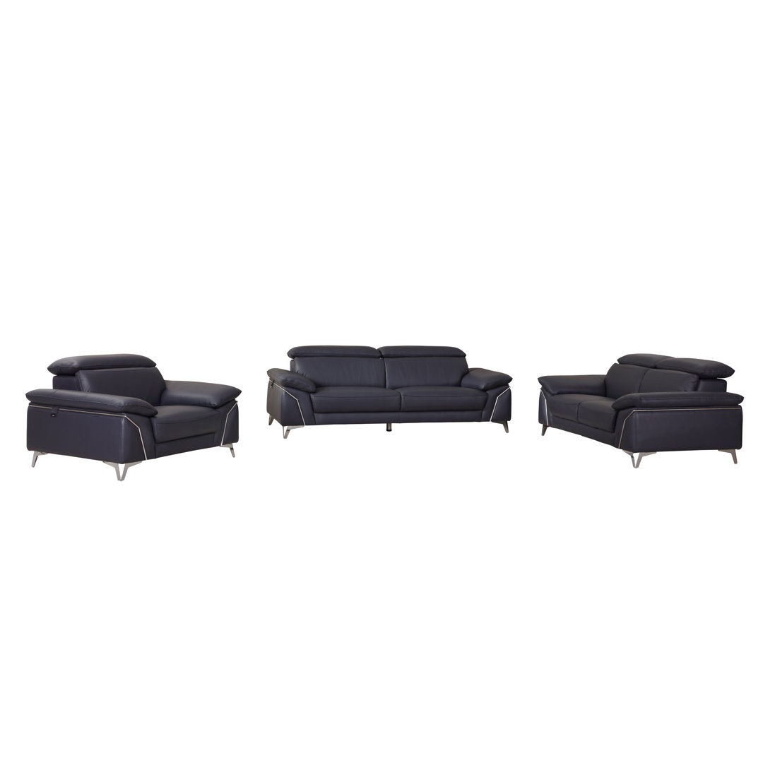 Aigars Top Grain Italian Leather 3-Piece Living Room Set Orren Ellis Upholstery 