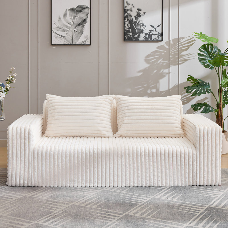 76in Sofa Bed Loveseat Boneless Couch With 2 Pillows Modern Cloud Couch Deep Seat Futon Bed 2 Side Pockets Sleeper Sofa For Living Room, Bedroom, Small Space, Removable Sofa Cover