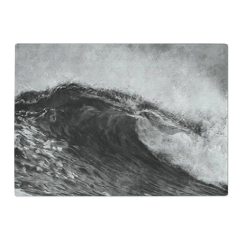 Tempered Glass Wave of Life Painting Chopping Board, 20 cm x 28.5 cm