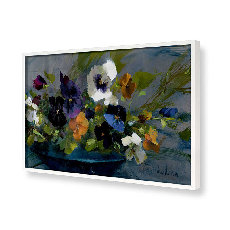 Impression d'un arrangement de pensées vives, H 12 po x l 15 po, Blanc
