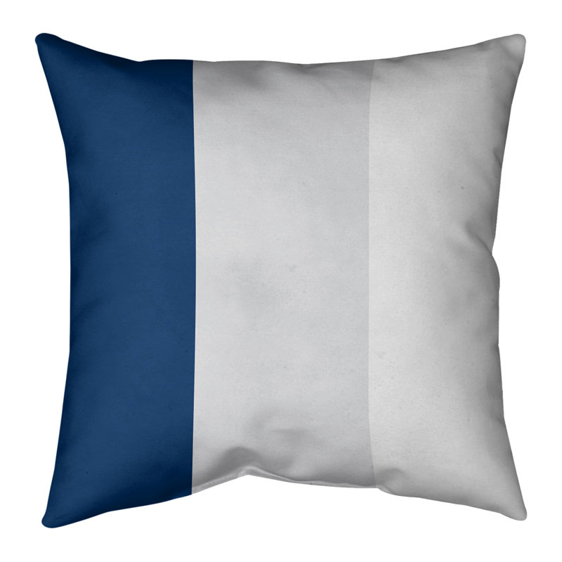 Striped Linen Reversible Throw Pillow, 26" x 26", Navy/Gray/White