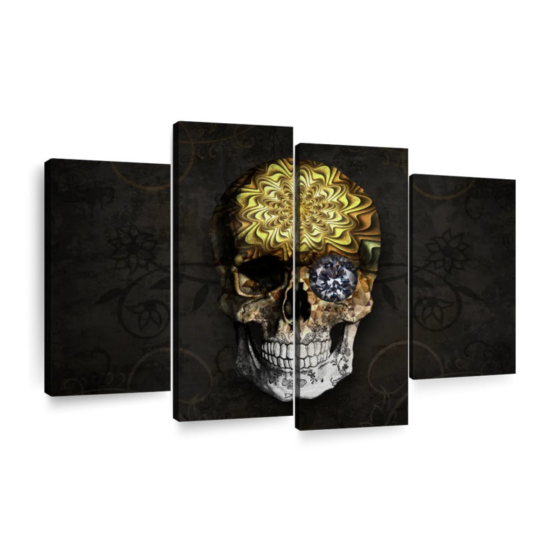 «Skull Million Dollar Skull», ensemble de 4 reproductions sur toiles par HustleBroIllustrations