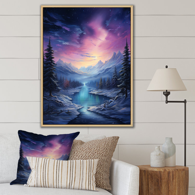 Northern Lights V sur toile, Cadre naturel flottant, H 40 po x l 30 po x P 1,5 po