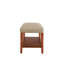 Banc en tissu beige et finition chêne