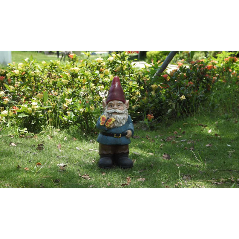 Gnome Holding Butterfly Statue