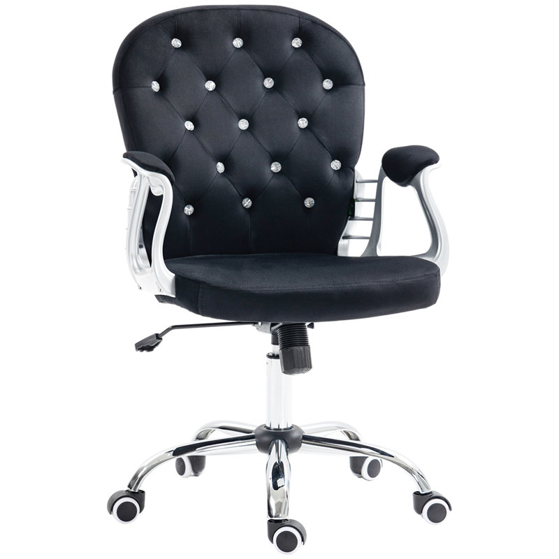 Kimar Chair with Padded Armrests, Polyester, Black