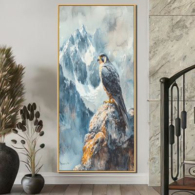 Thebes Peregrine Falcon In The Mountains II - Hawk Framed Art