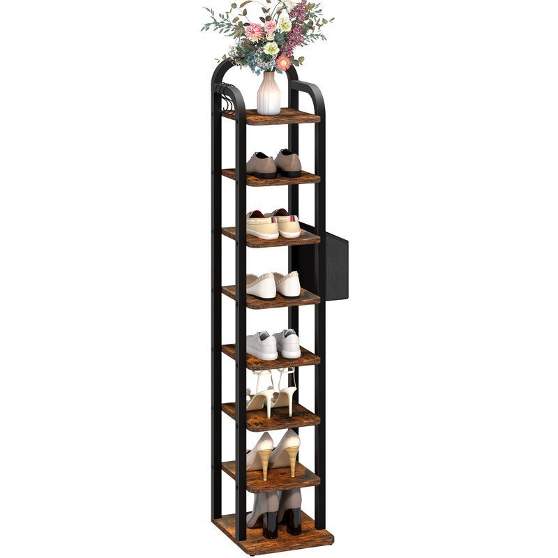 Shoe Rack, 135.5cm H x 26.5cm W x 30cm D, Brown/Black