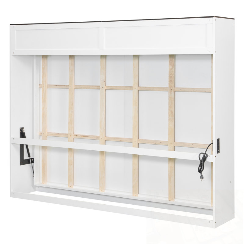 Grand lit escamotable avec ports USB, Blanc