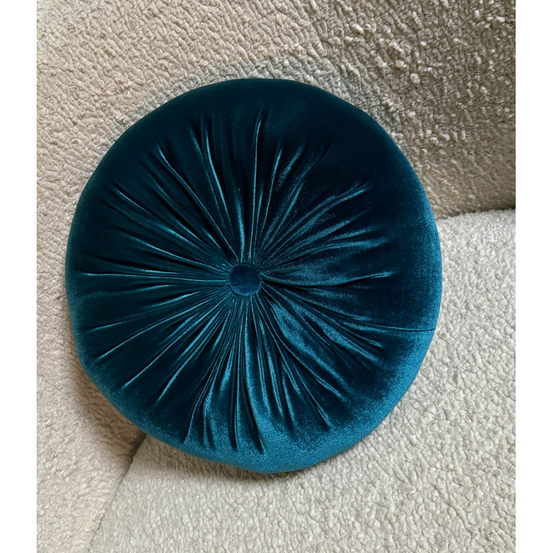 Therese  Tufted Round Throw Pillow, 12'' H X 12'' W, Peacock Teal
