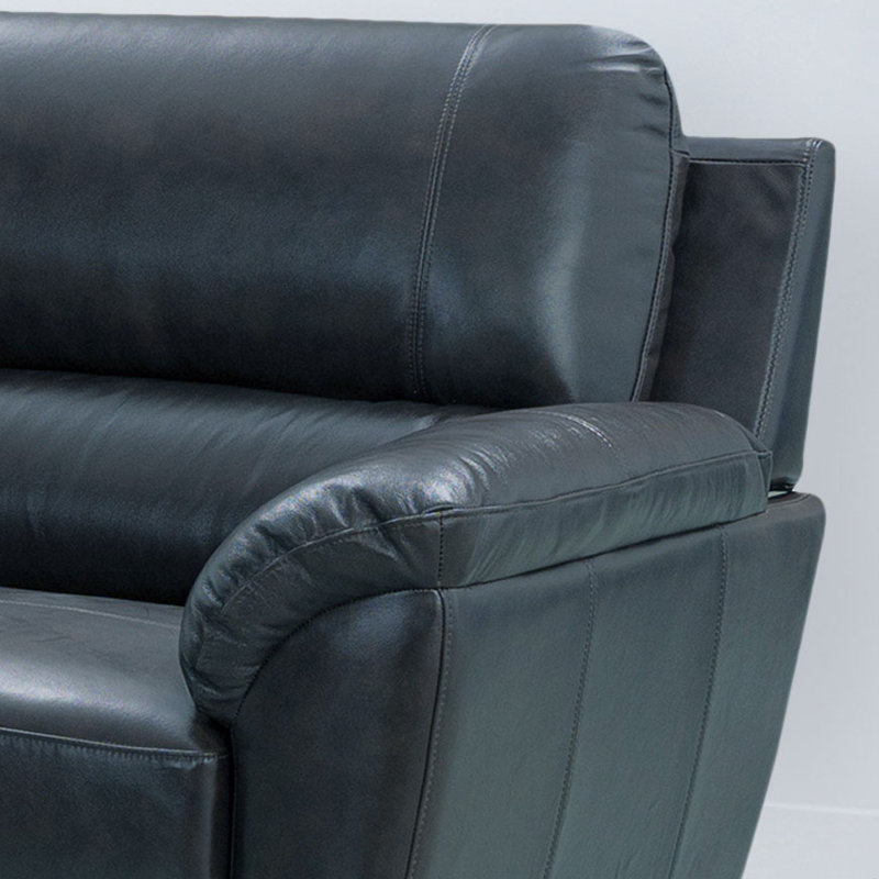 Canapé en cuir véritable avec accoudoirs coussinés 79 po Madden, Cuir véritable bleu marine