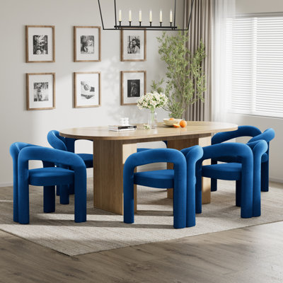 62.9inch Modern Oval Dining Table Set