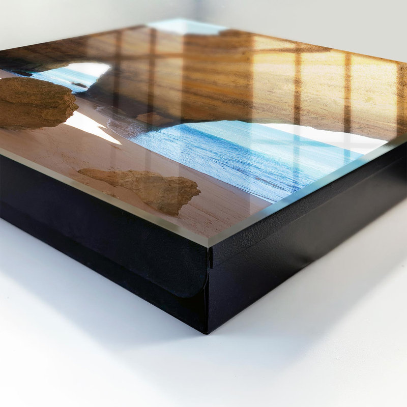 Key cabinet, Opens to the right, 30x30x5, Black, Stone arches over the blue sea, 