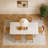 6 - Person White Rectangular Sintered Stone Stone Tabletop Dining Table Set-39624282-39624283
