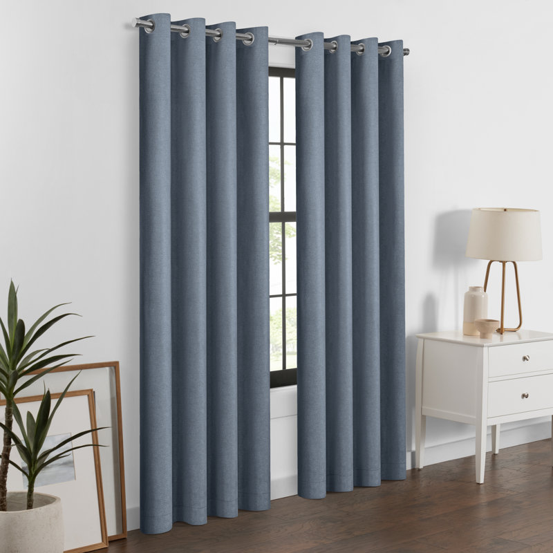 Larissa Solid Grommet Curtain (Single Panel), 50" W x 63" L, Sky