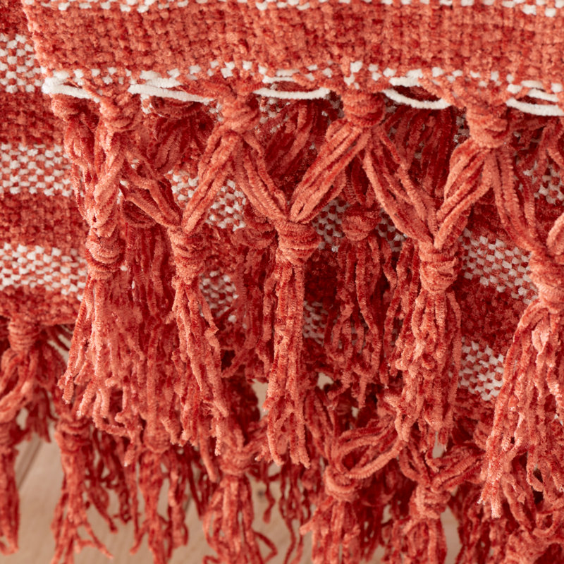 Stripe Chenille Blanket Throw, Red