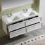 Meuble-lavabo double flottant mural de 60 po, armoire en placage de bois d'ingénierie en contreplaqué, double lavabo intégré à surface solide blanche, 4 tiroirs de rangement à fermeture en douceur-1082490319
