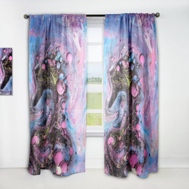 Rose et bleu luxueux, art fluide abstrait - rideau en velours moderne - obscurcissant - 1 panneau, L 52 po x L 108 po