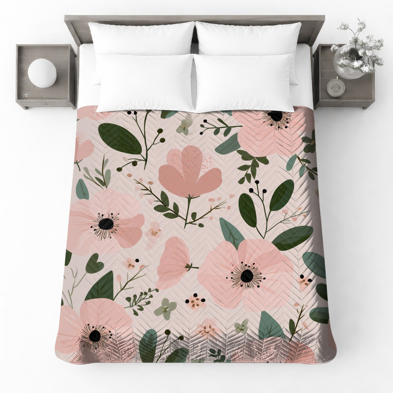 Couvre-lit matelassé à motif floral toutes tailles, Lit simple