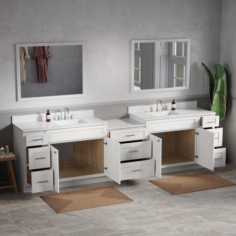  Meuble-lavabo double 120 po Shaker, 121", Blanc