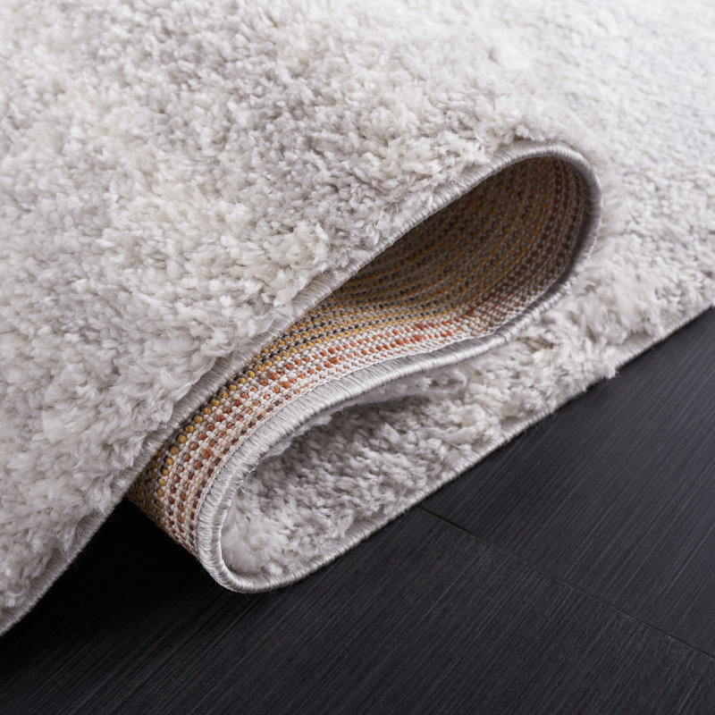 Tapis gris / ivoire en polyester tissé à plat Clemts, Tapis de couloir 2 pi 3 po x 6 pi