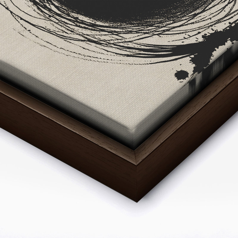 Dessin circulaire fait à la main, Canvas, 11"H x 14"W, Brown Framed