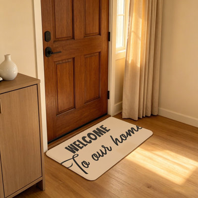 Warm Khaki Welcome To Our Home Door Welcome Mat 20 x 32 in, Patio Yard Garden Porch