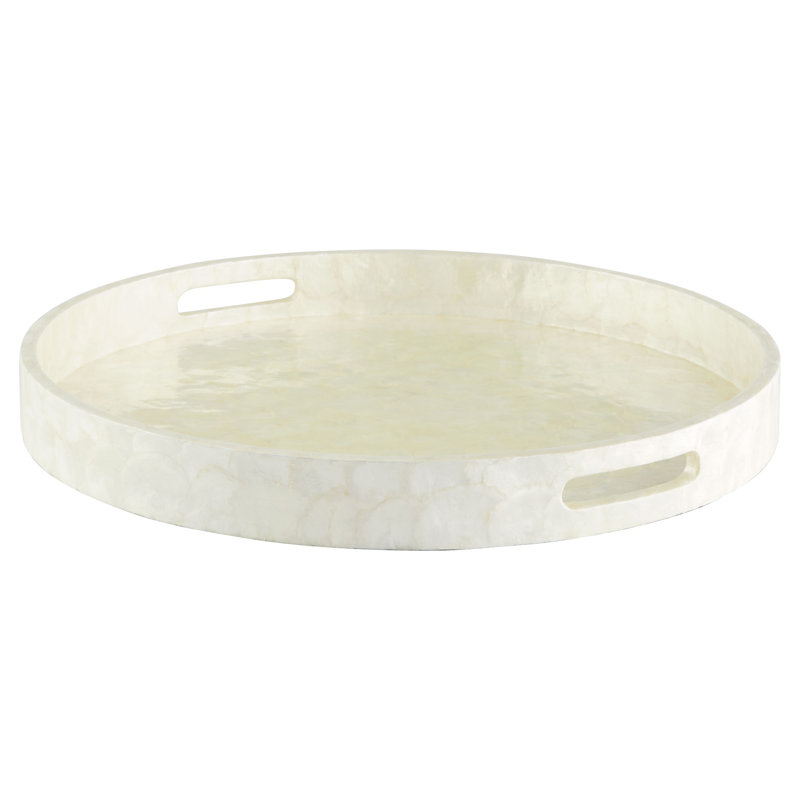 Coquillage / plateau Capiz, H 2,5 po x l 24 po x P 24 po, Perle