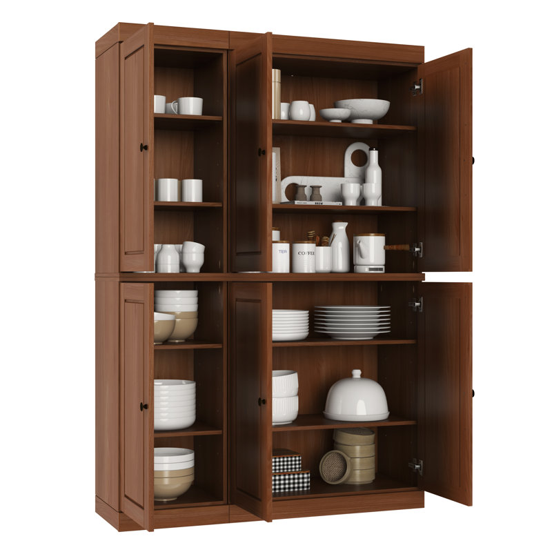 Grande armoire de cuisine Nicu 100% bois massif avec portes, tablettes réglables, armoire de rangement modulaire, l 48,5 po x H 71,5 po