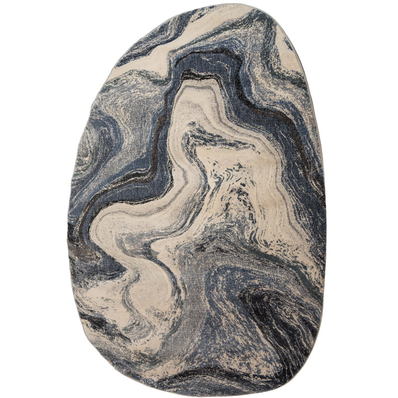 Thurner PEBBLE 63436-5656 GREY/CREAM, Novelty 5'3" x 7'7"