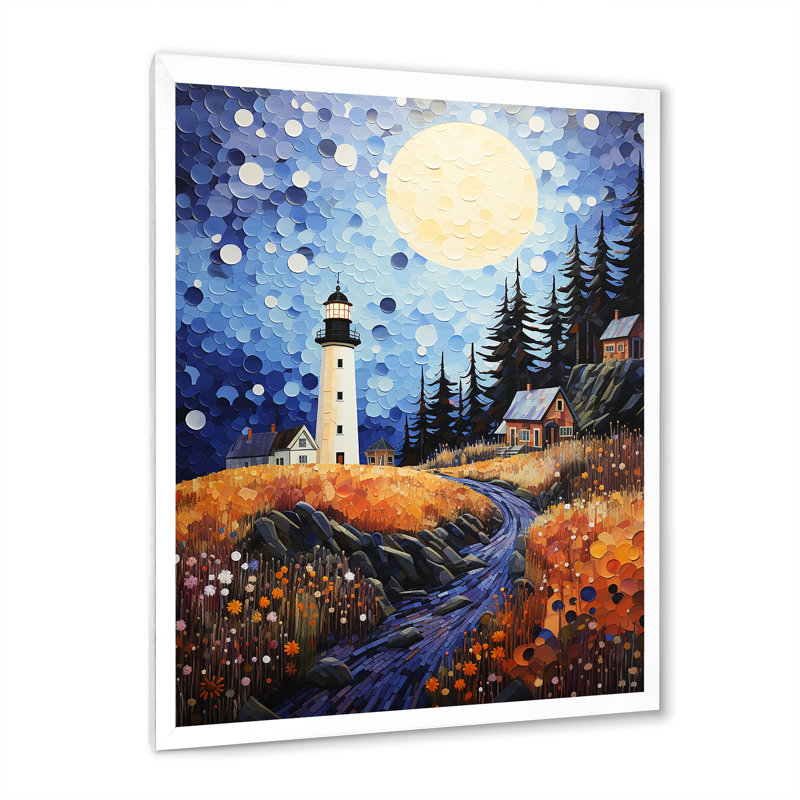 Phares à pois Kovaleski - Impression sur toile, Cadre photo blanc, H 40 po x l 30 po x P 1,5 po