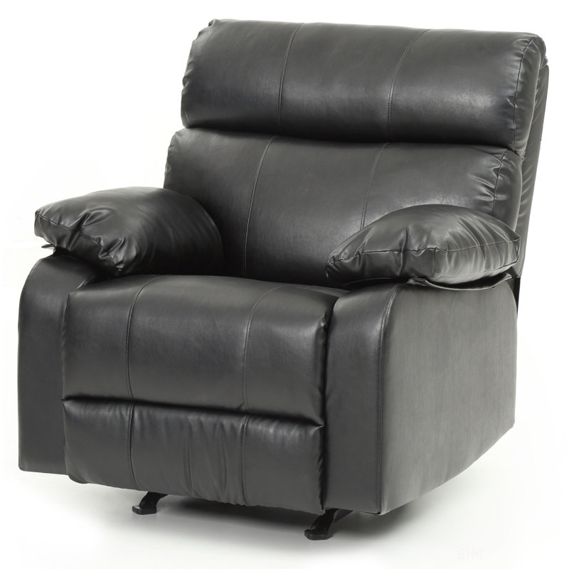 Furniture Manny G533-RC Rocker Recliner, Black Faux Leather