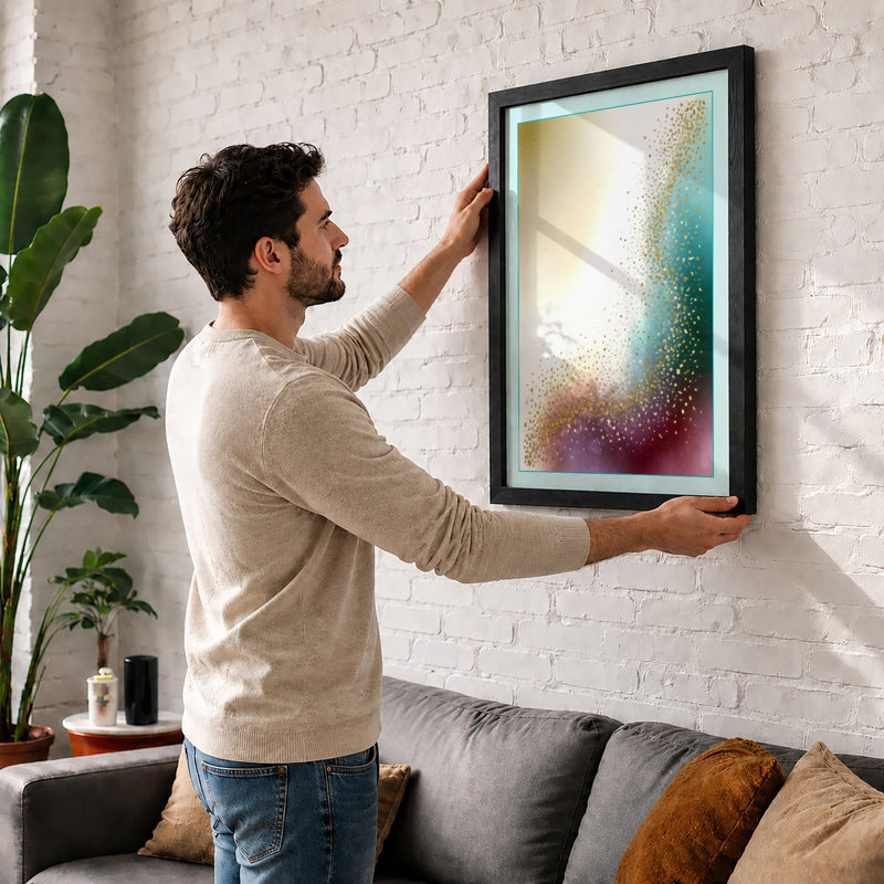 Particles in Dissolution Abstract - Framed Print, A2 - 59.4 x 42.0 cm, Black