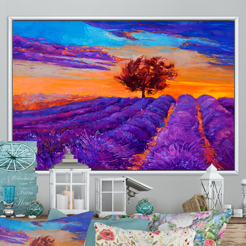 " Lavender Fields ", 24" H x 36" W x 1" D, White Floater Framed