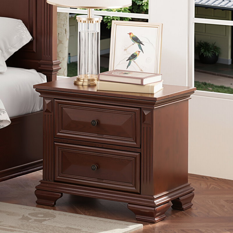 Table de chevet 2 tiroirs Abner, Marron foncé
