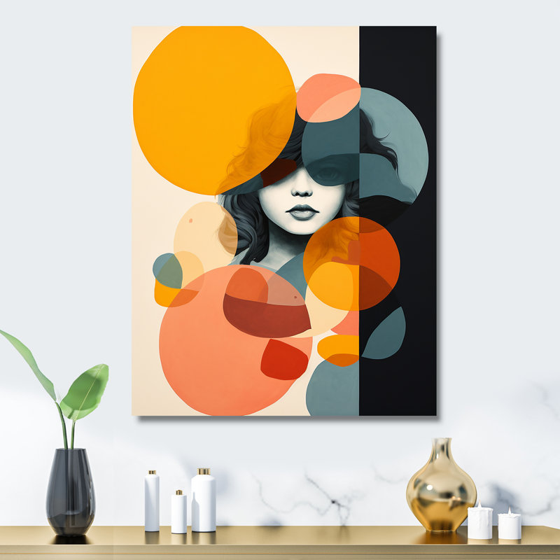 «Woman Portait Collage Fusion Forms I», art mural abstrait en métal, H 40 po x l 30 po x P 1,5 po