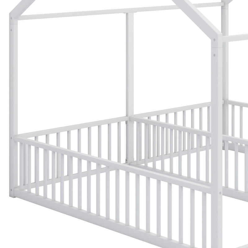 Cadre de lit pour enfant en métal avec silhouette de cadre pour enfants, Blanc
