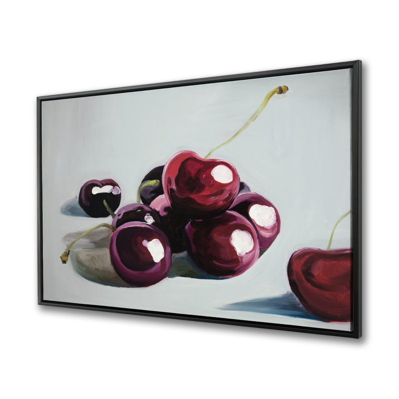 Cerises foncées brillantes - Art de cuisine sur toile pour la décoration intérieure