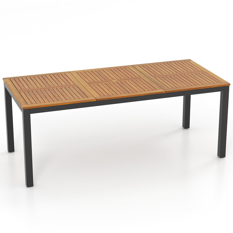 Table de salle à manger rectangulaire en bois d'acacia avec trou pour parasol Palaiseur, l 79 po x P 35,5 po