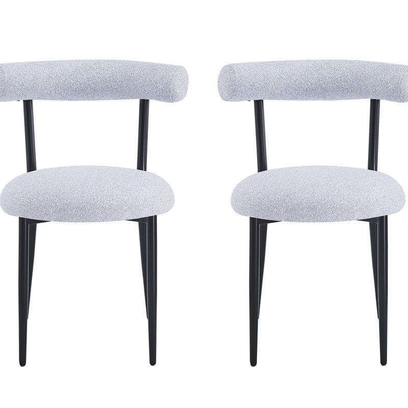 2 chaises de salle à manger ravissantes en tissu gris, structure en métal